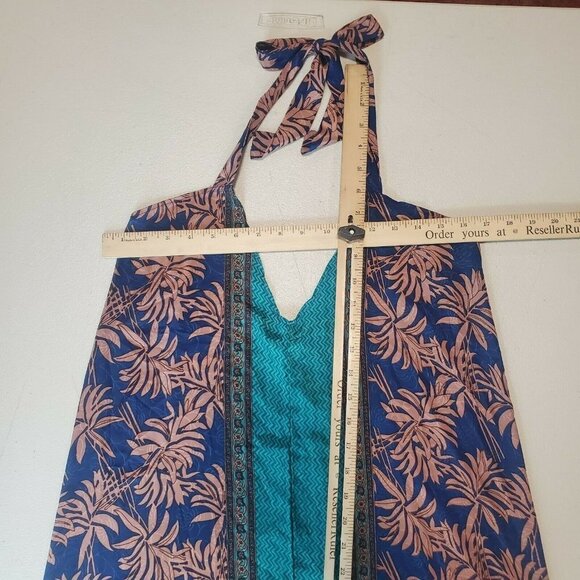 Pythia Women's Silk Printed Boho Halter Sleeveless Maxi Dress Size Small - Picture 8 of 10